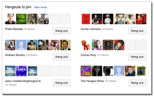 Google Plus, G+, profile layout, Google Plus hangouts
