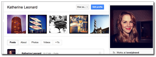 Google Plus, G+, profile layout