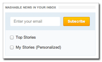 Mashable newsletter, online newsletter sign up, online newsletter