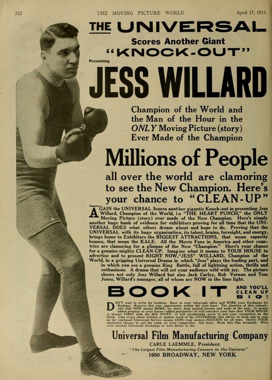 silent films and sports, Jess Willard