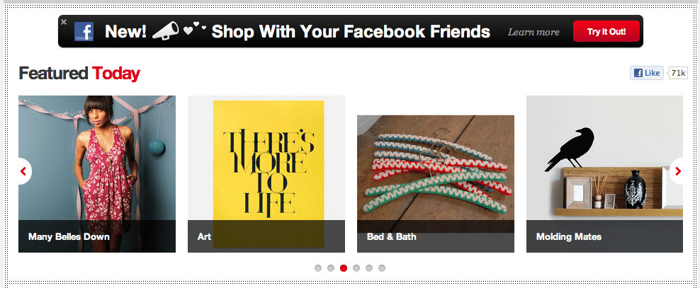 Fab.com screenshot, shop with your Facebook friends