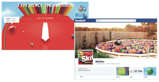 Skittles Facebook page, Skittles on Facebook, brands on Facebook, Brands Facebook pages