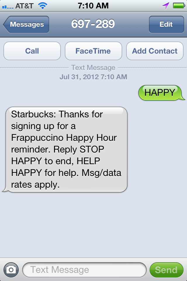 Starbucks SMS Campaign