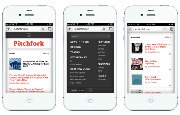 Pitchfork Mobile Web