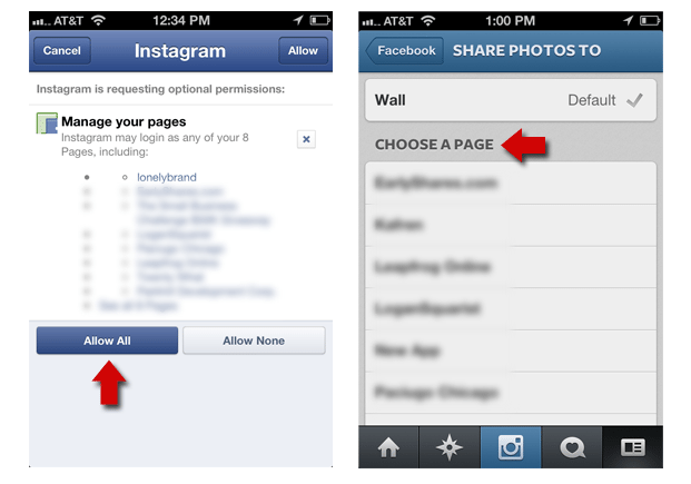Share Instagram Photos on Facebook Page