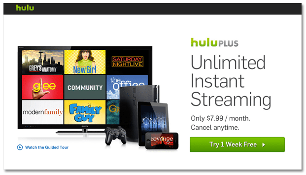 Hulu Plus Paid Media Landing Page