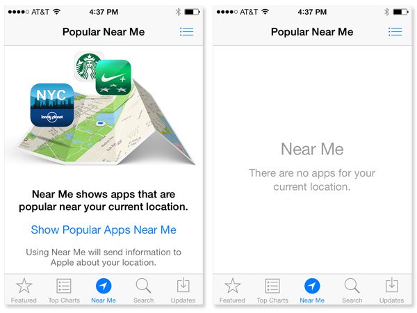 App store location recommendation