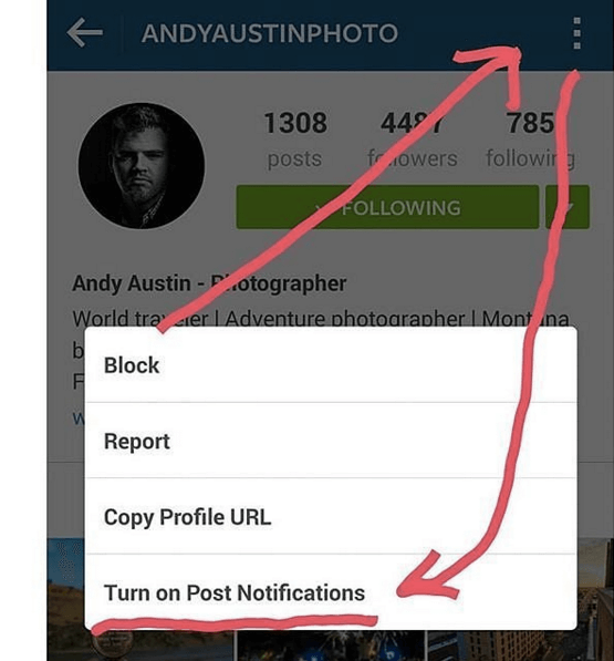 How to turn on Instagram post notifications