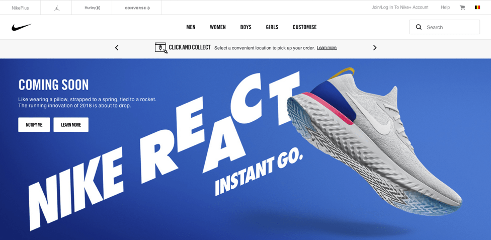 Branding Ideas Nike Landing Page Example
