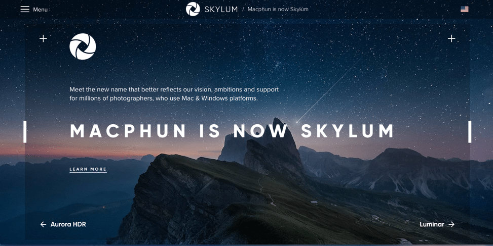 Branding Ideas Skylum Landing Page Example