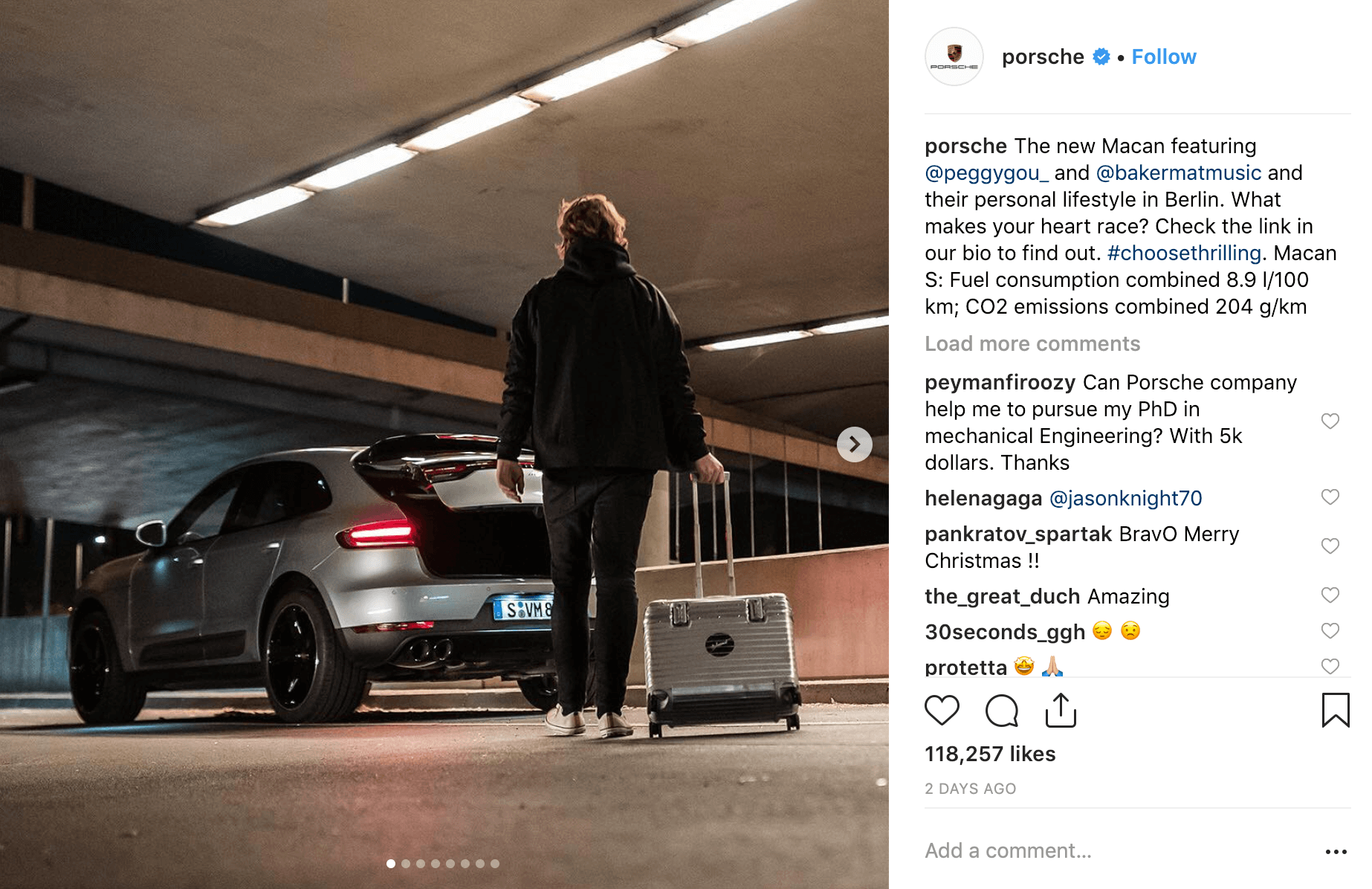 Porsche Instagram Influencer Marketing