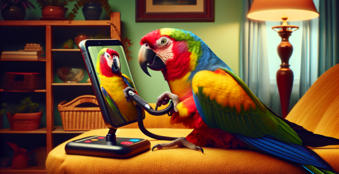 It seems that captive parrots take pleasure in video chatting with their friends via Messenger.
