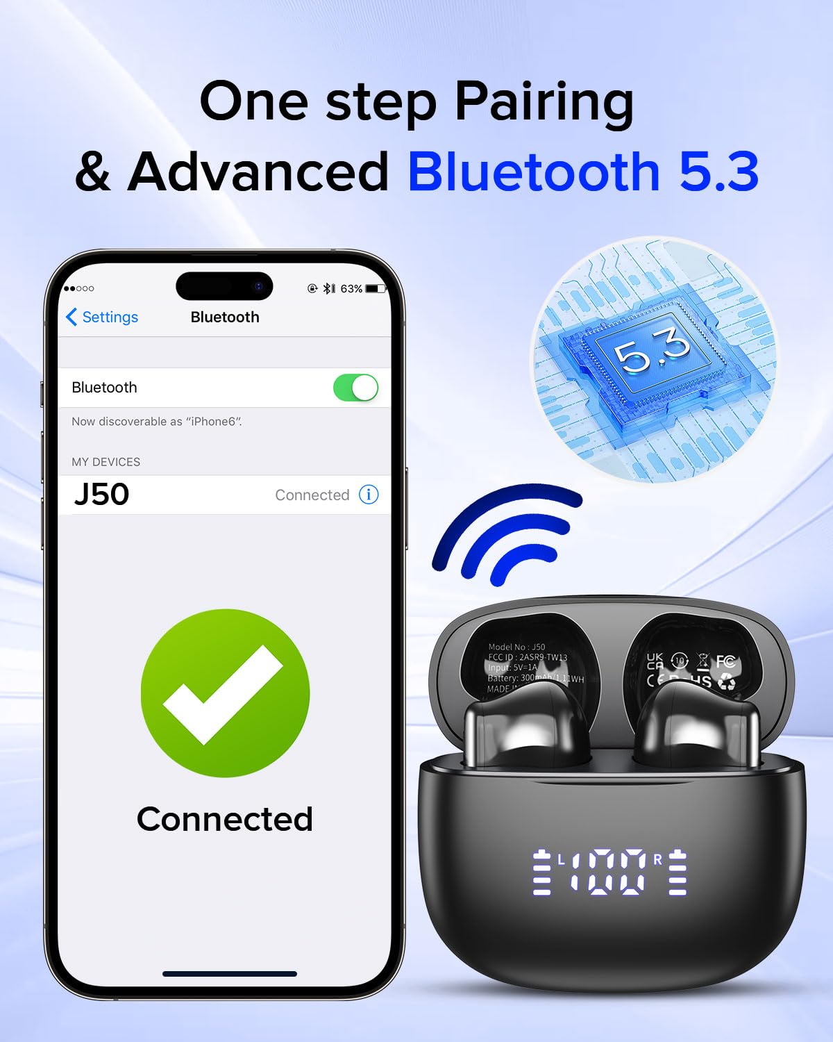 YISAMT Wireless Bluetooth 5.3 Earbuds