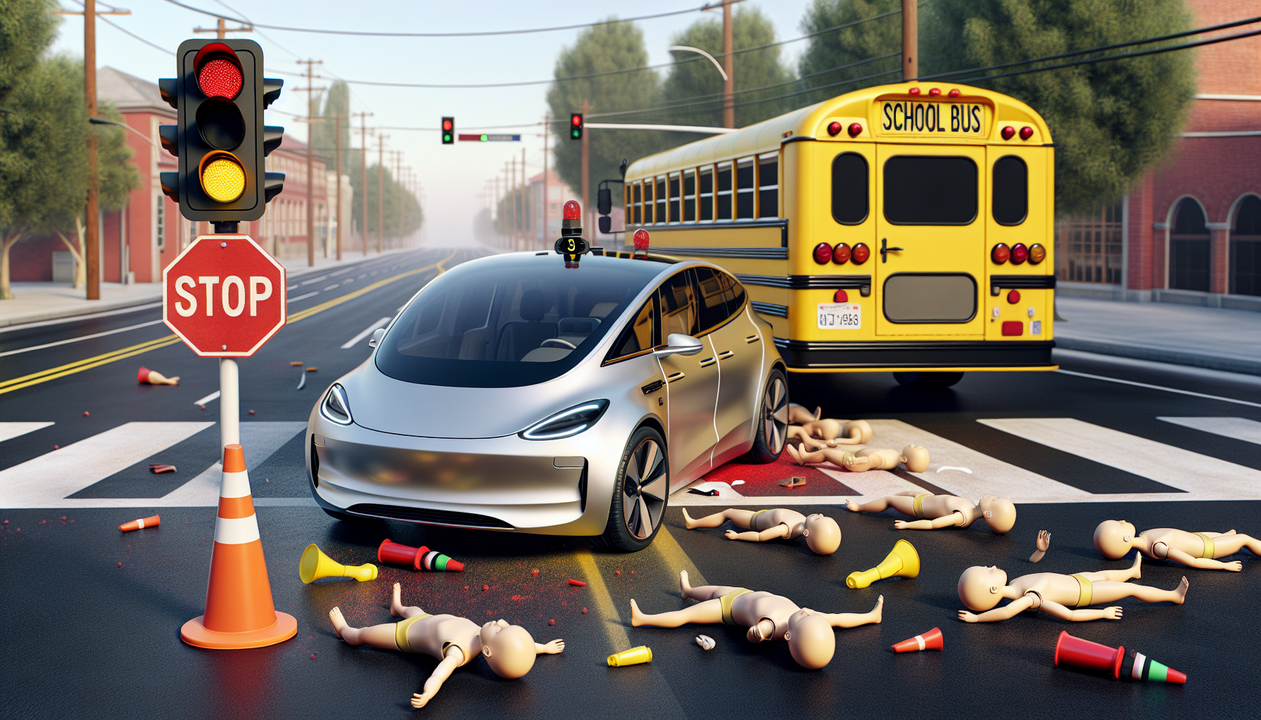 Tesla Neglects to Halt for School Bus and Crashes into Child-Sized Dummies During Full Self-Driving Trials