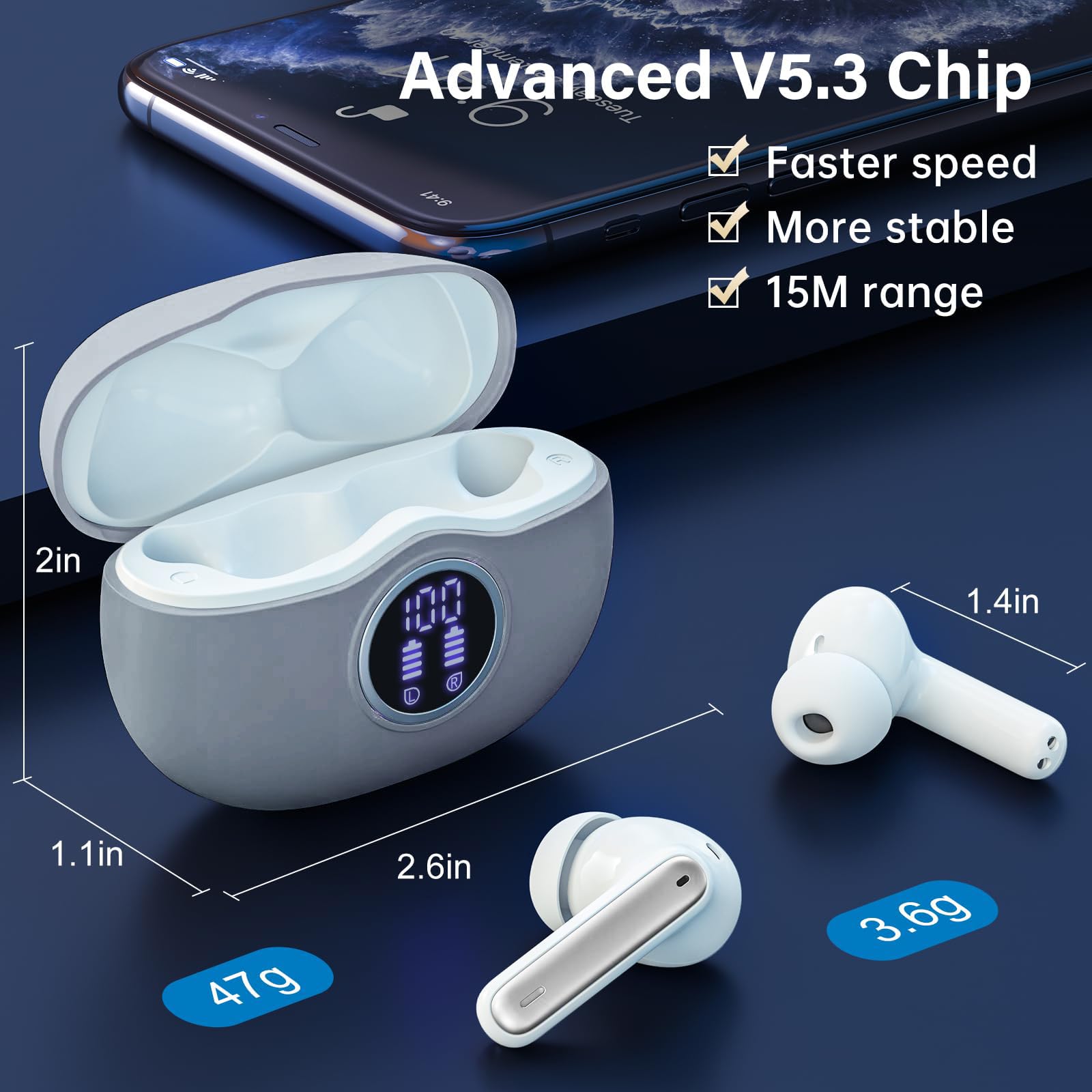 Bluetooth 5.3 Wireless Earbuds